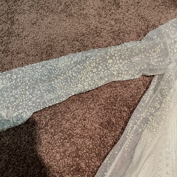 Zara white sparkling sheer snowflake mini dress S - Picture 7 of 9